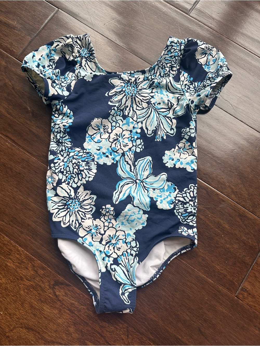 Lilly Pulitzer Floral Navy Blue One-Piece Swimsuit Size 5